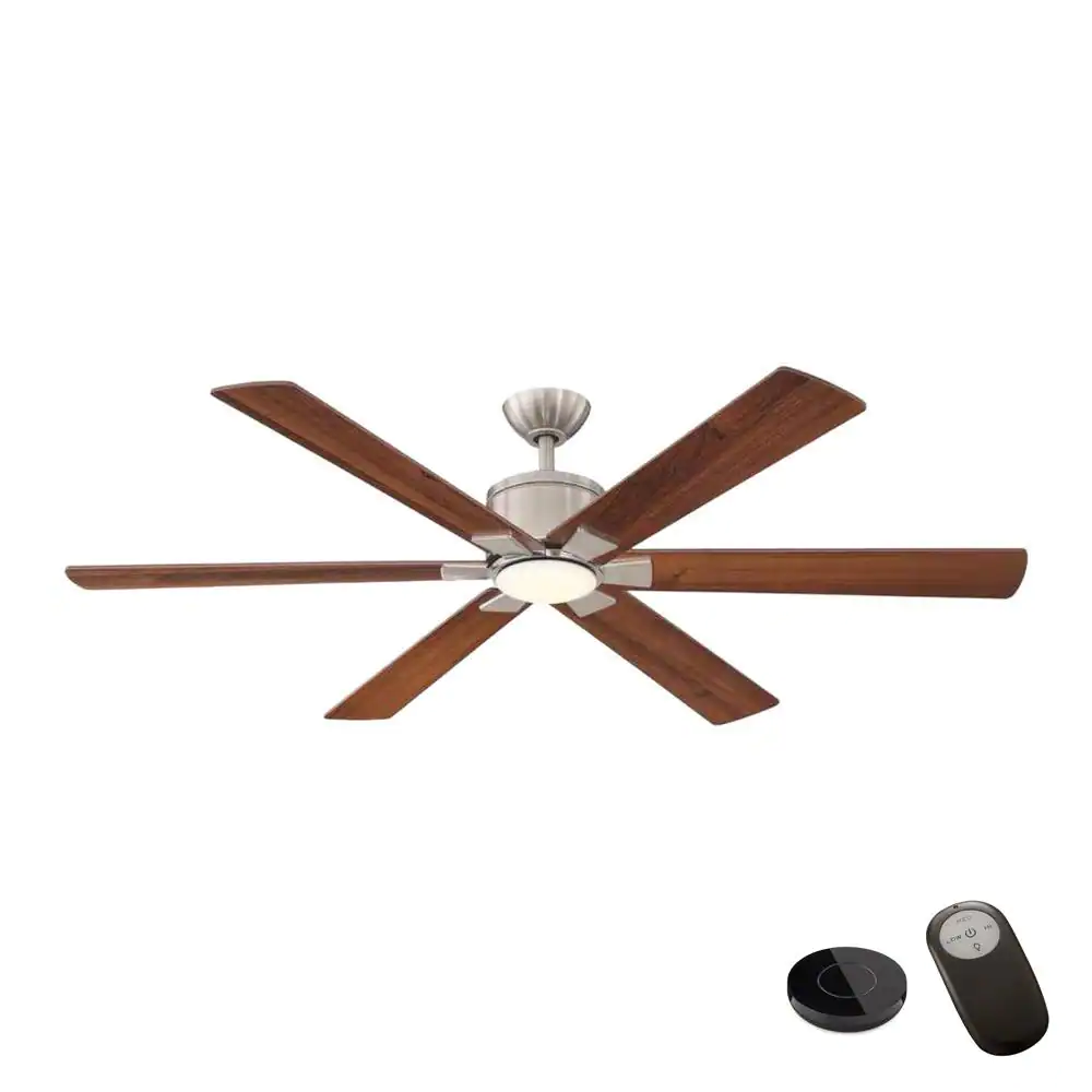 Home Decorators Collection Renwick 60 in. Integrated LED Brushed Nickel Ceiling Fan With Remote Control