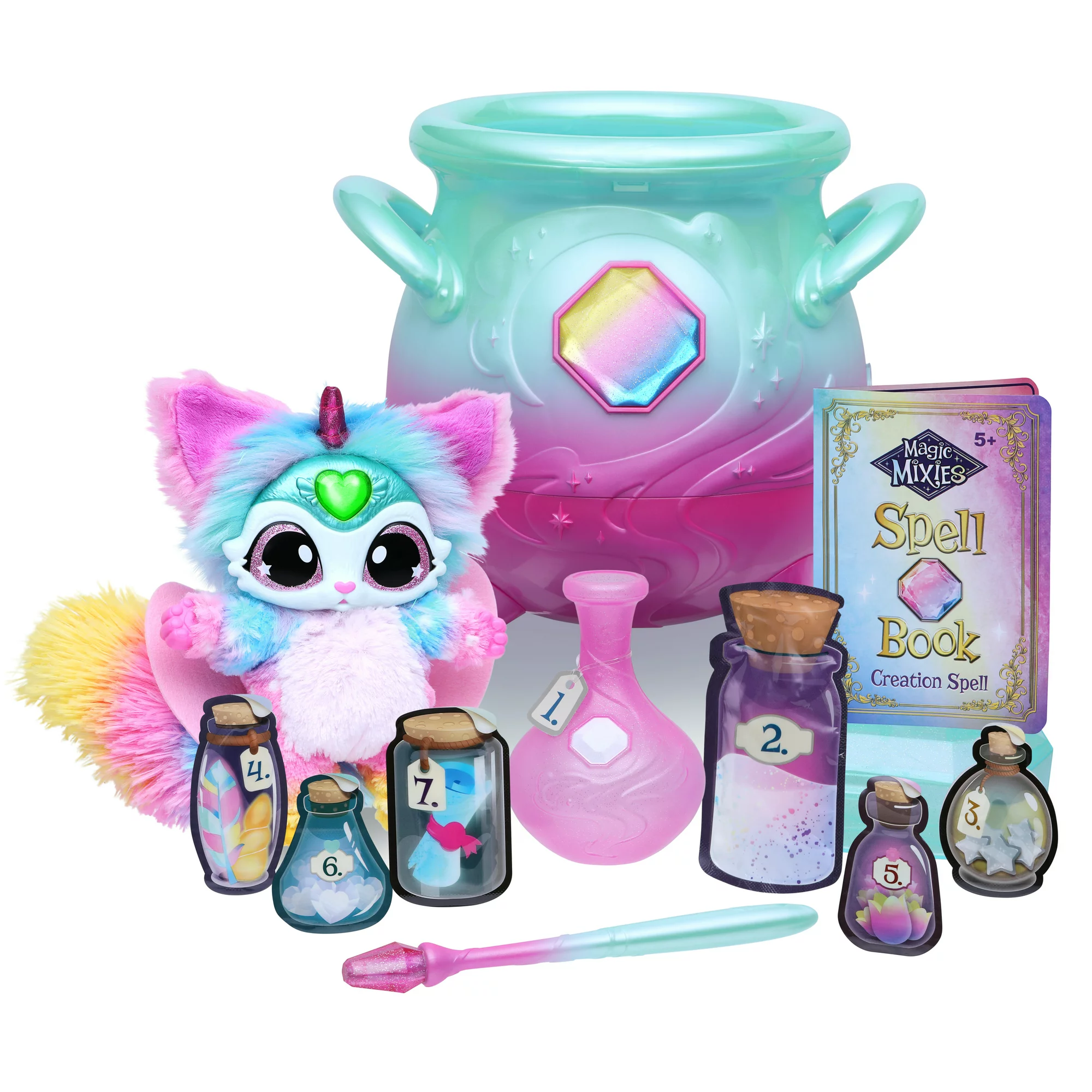 Magic Mixies Magical Misting Cauldron with Exclusive Interactive 8 inch Rainbow Plush Toy and 50+ Sounds and Reactions