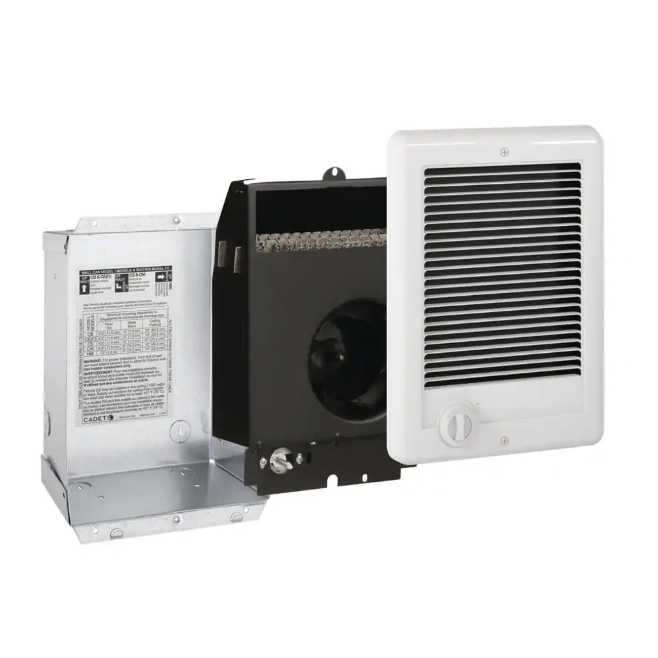 Cadet 240-volt 1.000-watt Com-Pak In-wall Fan-forced Electric Heater in White with Thermostat