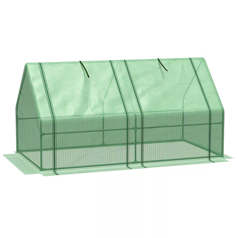 Outsunny 6′ x 3′ x 3′ Portable Mini Greenhouse with Windows. Green