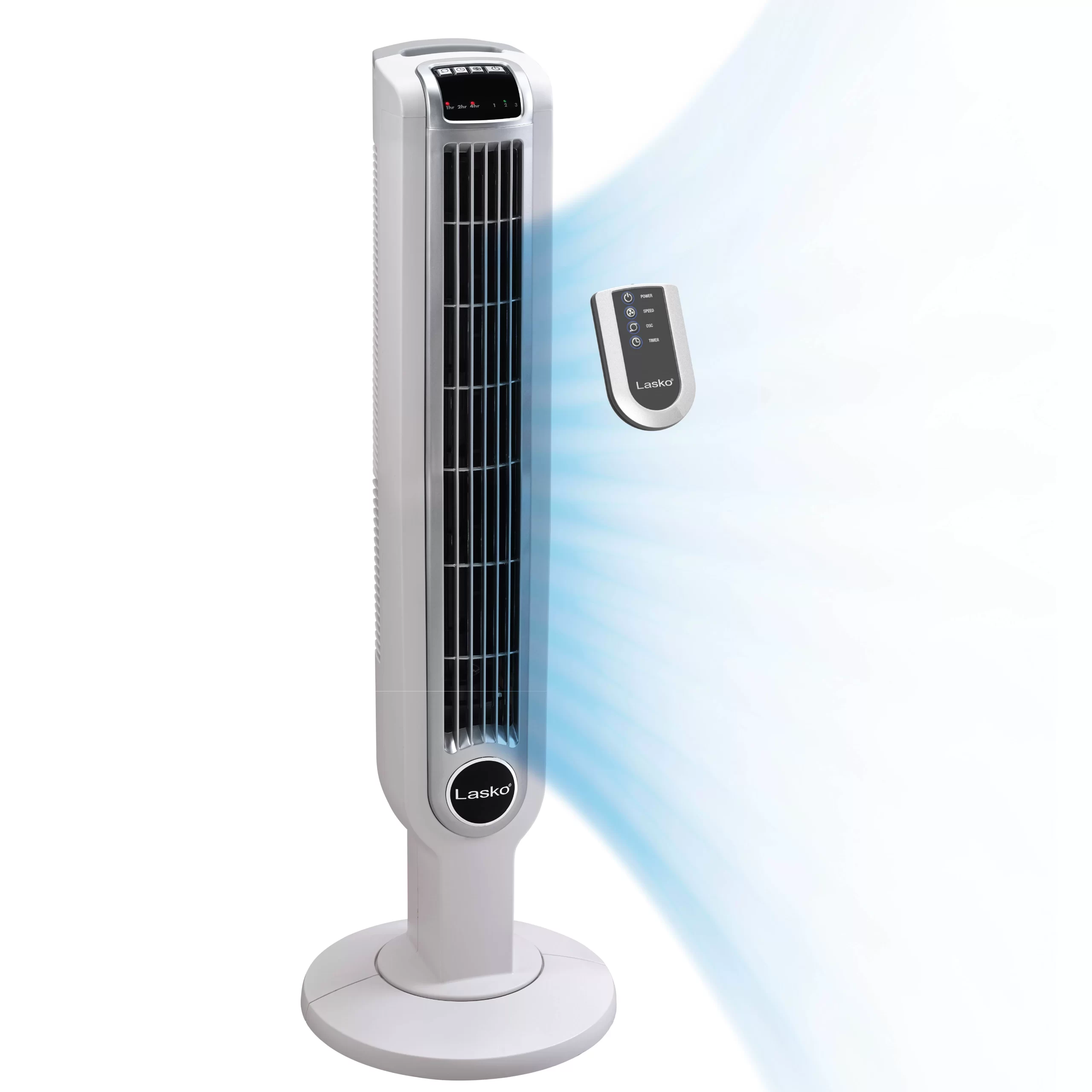 Lasko Portable 3-Speed Oscillating Tower Fan With Timer And Remote Control. 2510. White