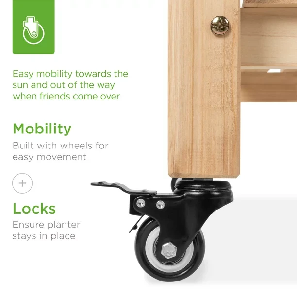 Best Choice Products Raised Garden Bed 48x24x32in Mobile Elevated Wood Planter. Liner