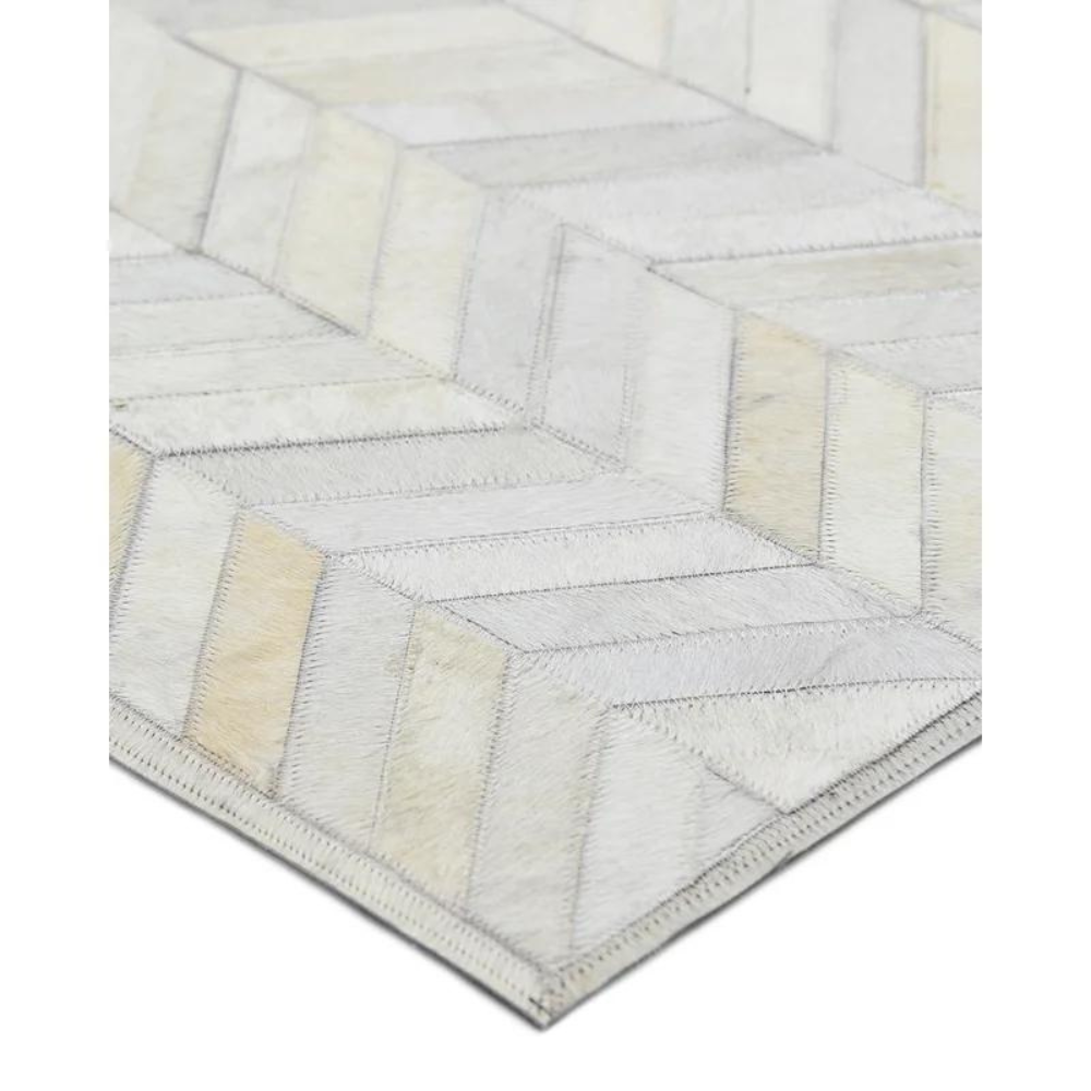 Corrigan Studio Kellea Chevron Handmade Cowhide Ivory Area Rug. Ivory. Rectangle 5′ x 8′