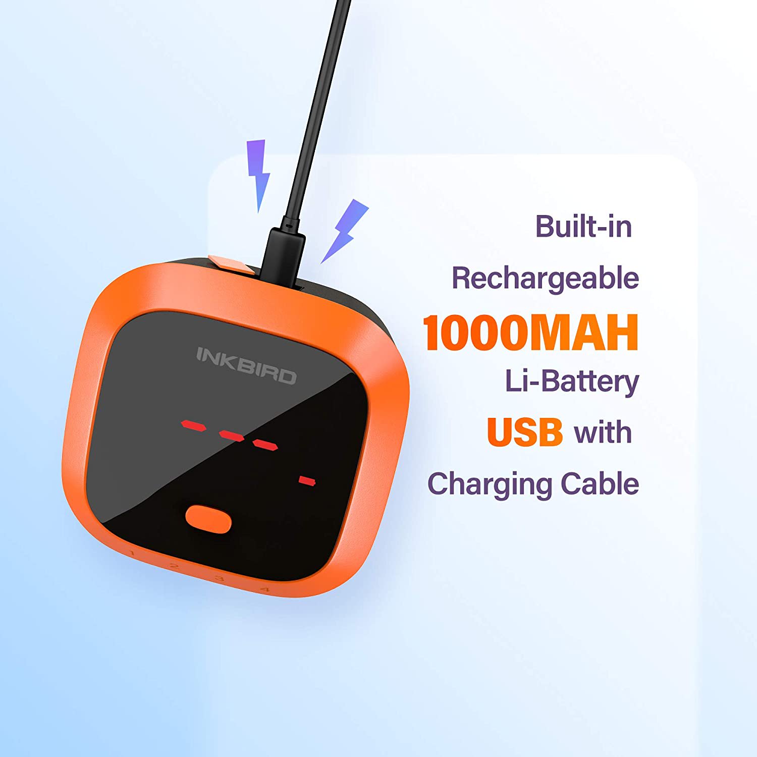 Inkbird Waterproof Rechargeable Bluetooth Meat Thermometer IBT-4XC. 4 Probes BBQ Grill Thermometer