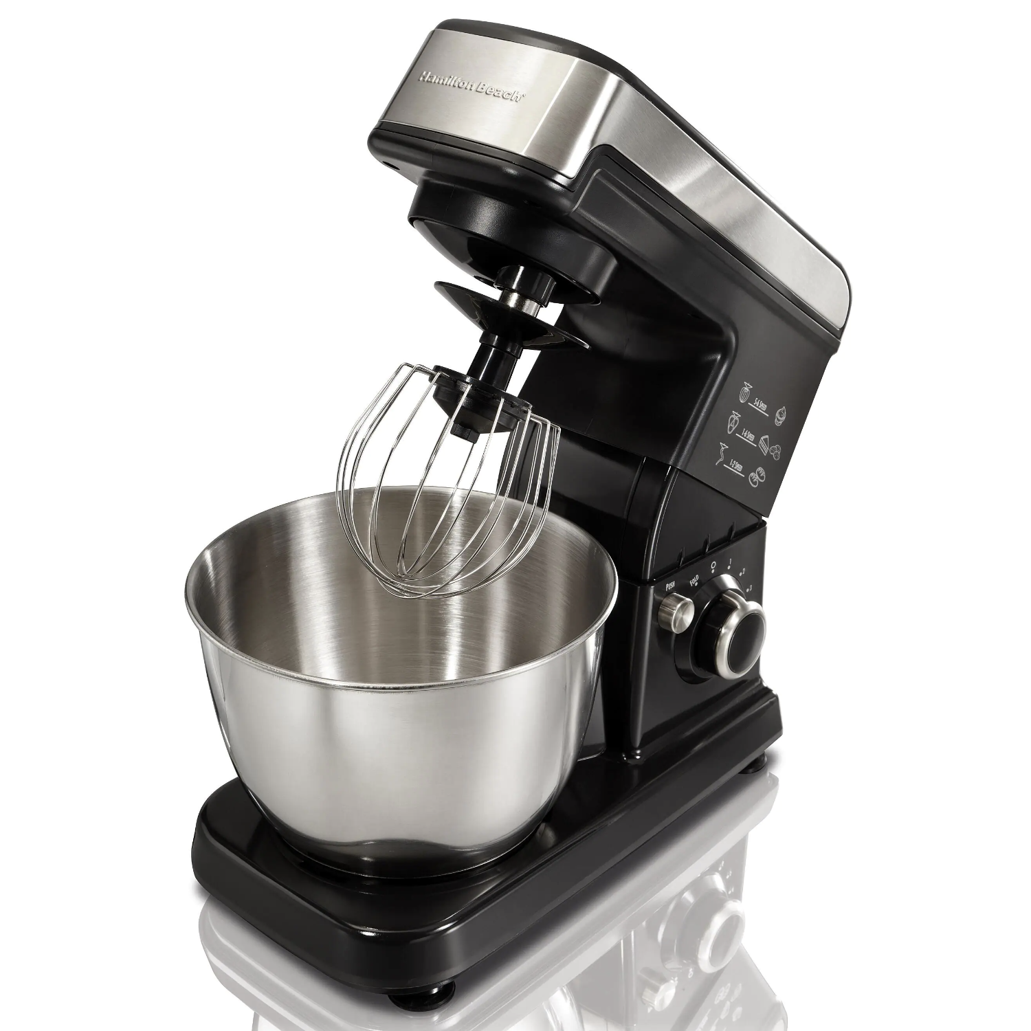 Hamilton Beach 3.5 qt. 6-speed Grey Stand Mixer with Dough Hook. Whisk and Flat Beater Attachments
