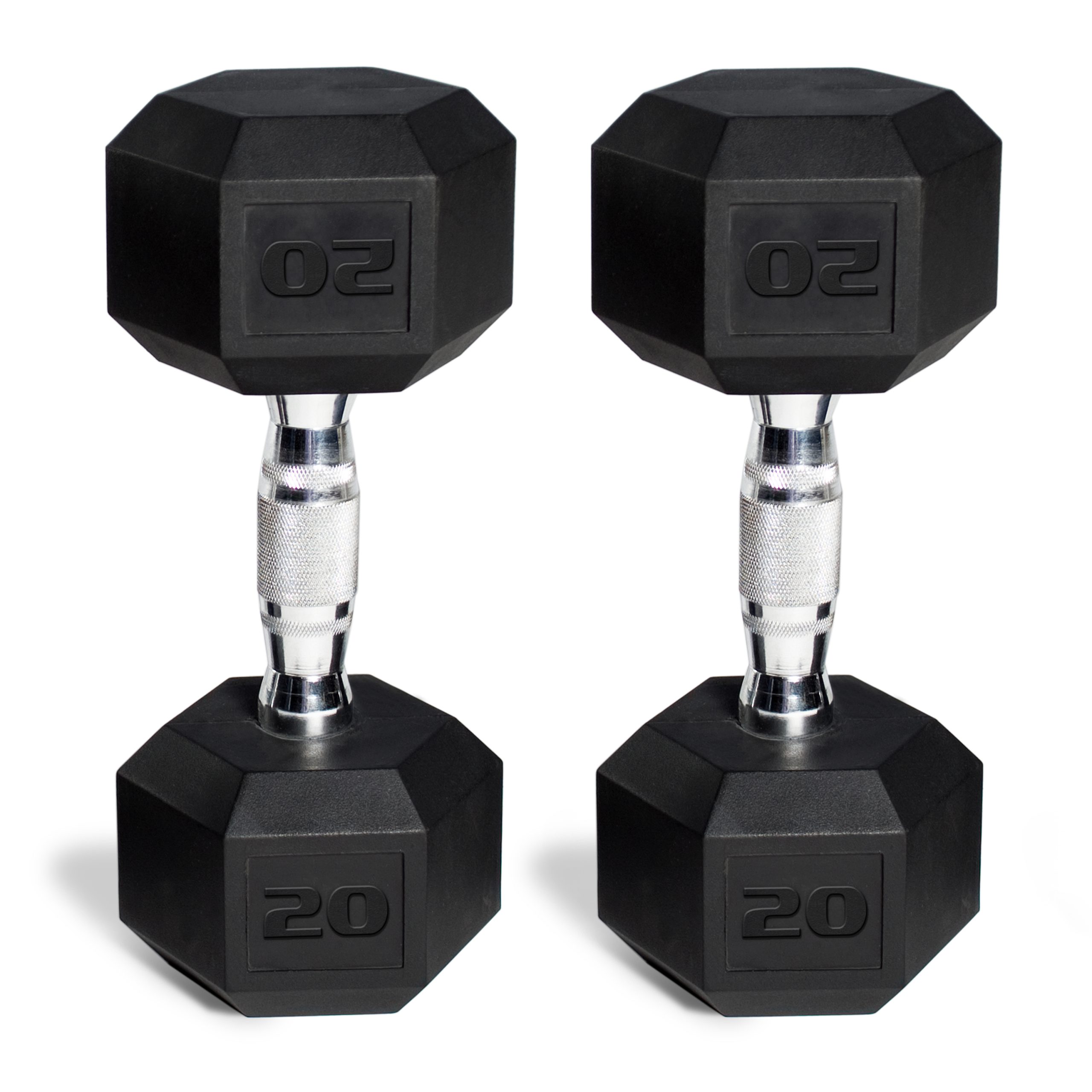 CAP Barbell. 20lb Coated Rubber Hex Dumbbell. Pair (Ships in 2 Boxes)