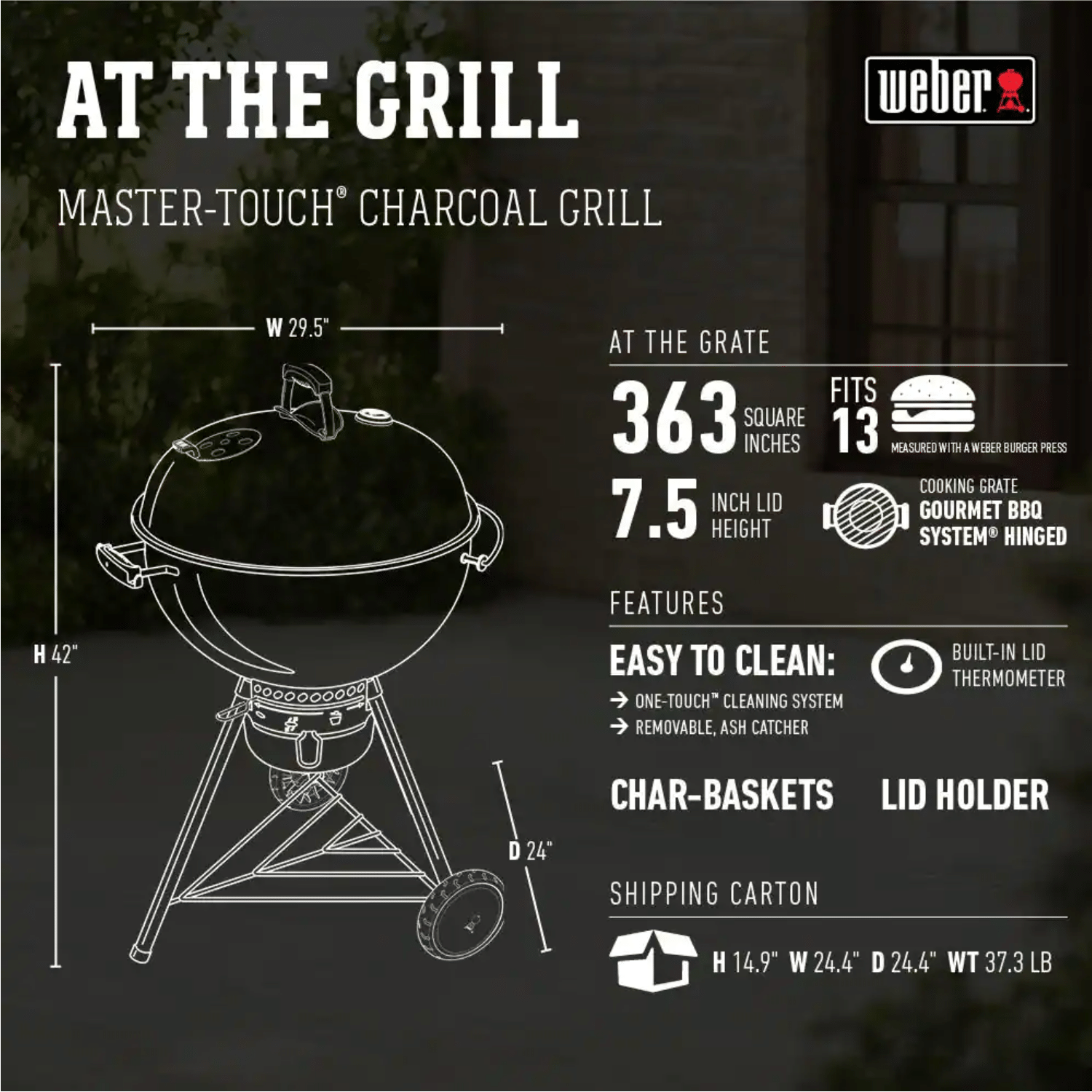 Weber 22 in. Master-Touch Charcoal Grill. Black
