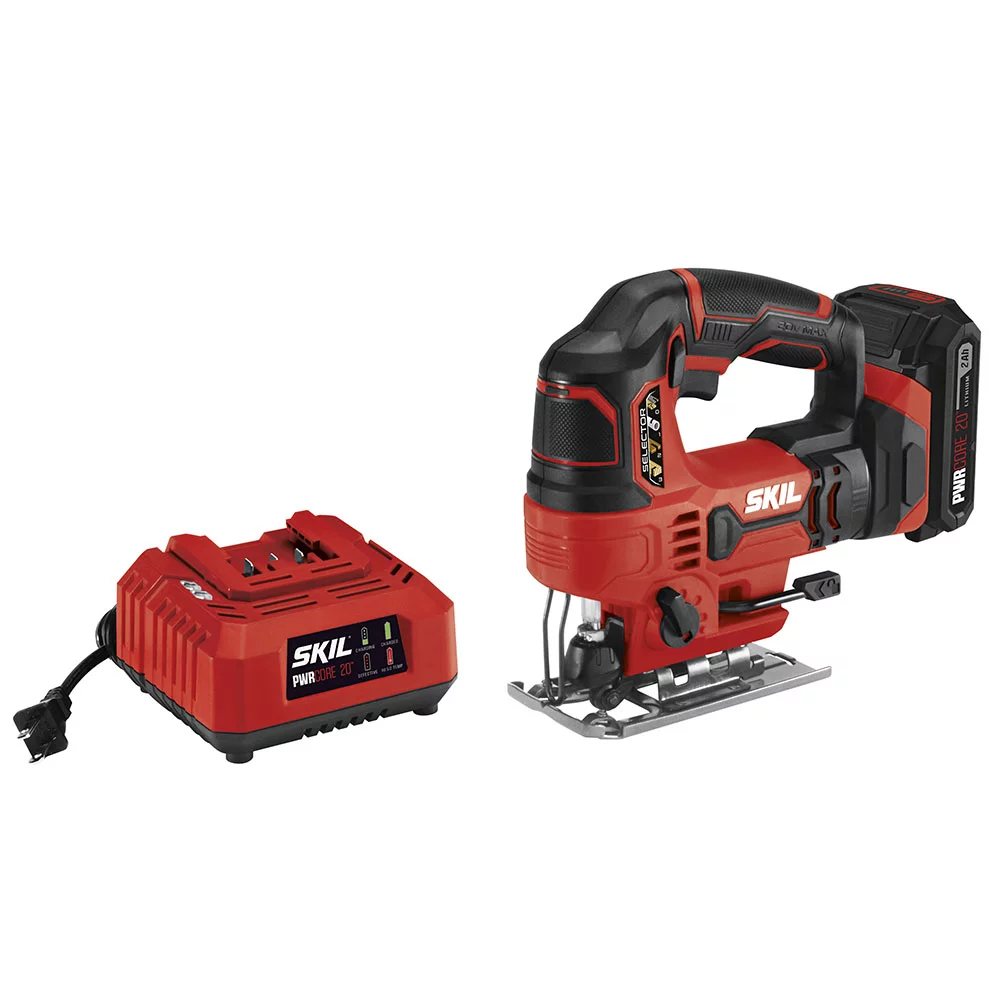 Skil PWR CORE 20? 20V 7/8-Inch Stroke Cordless Jigsaw. 2.0Ah Lithium Battery & Charger. JS820302