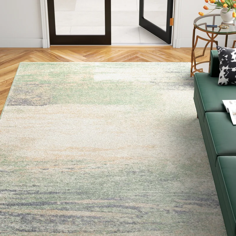 Latitude Run?Shroyer Machine Woven/Power Loomed Performance Ivory/Sage Rug. Rectangle 10′ x 14′
