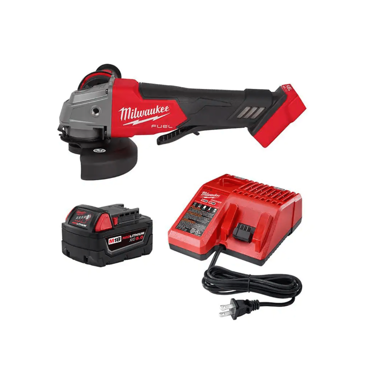 Milwaukee M18 Fuel 18V Lithium-Ion Brushless Cordless 4-1/2 in./5 in. Grinder and Starter Kit w/ 5.0 Ah Battery and Charger (2880-20-48-59-1850)