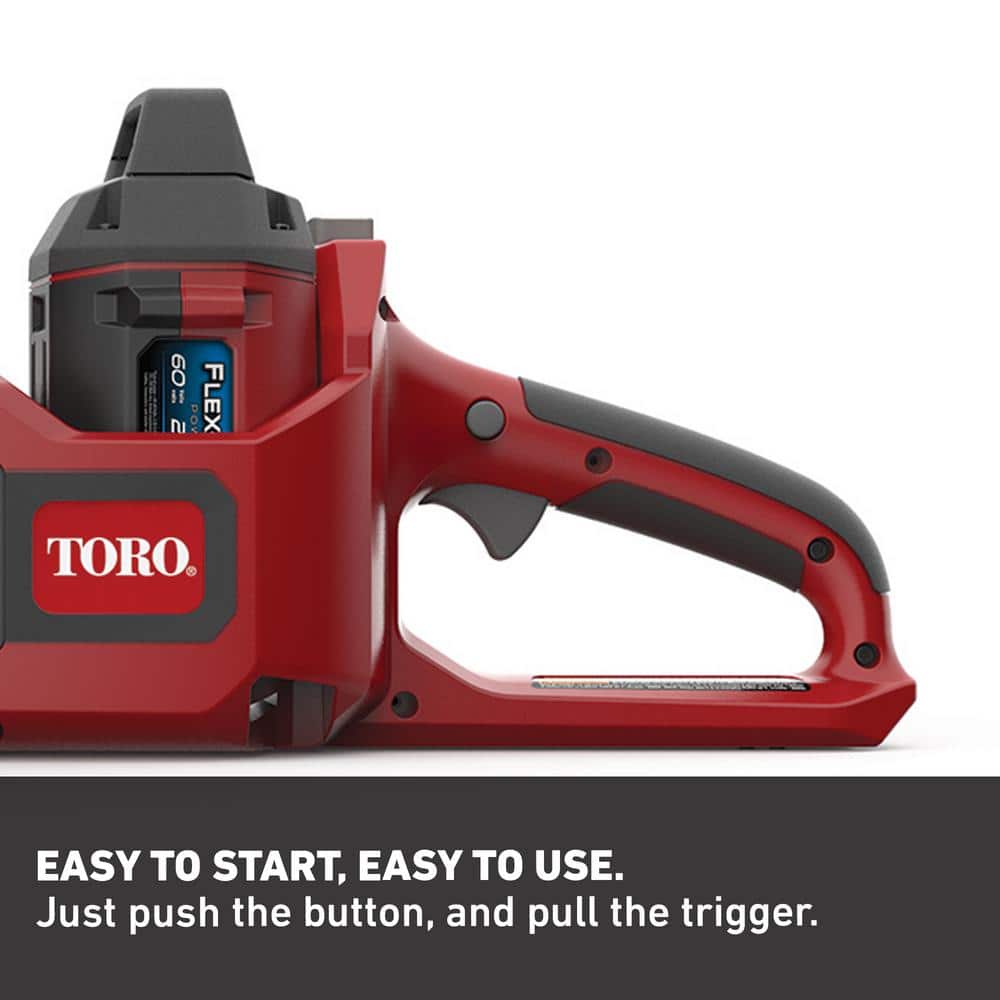 Toro Flex-Force 16 in. 60-Volt Max Lithium-Ion Battery Electric Cordless Chainsaw. 2.5 Ah Battery And Charger Included