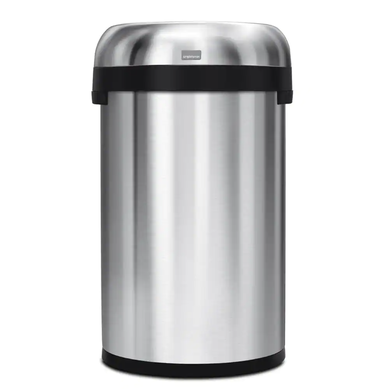 simplehuman 60-Liter/16 Gal. Heavy-Gauge Brushed Stainless Steel Semi-Round Open Top Commercial Trash Can
