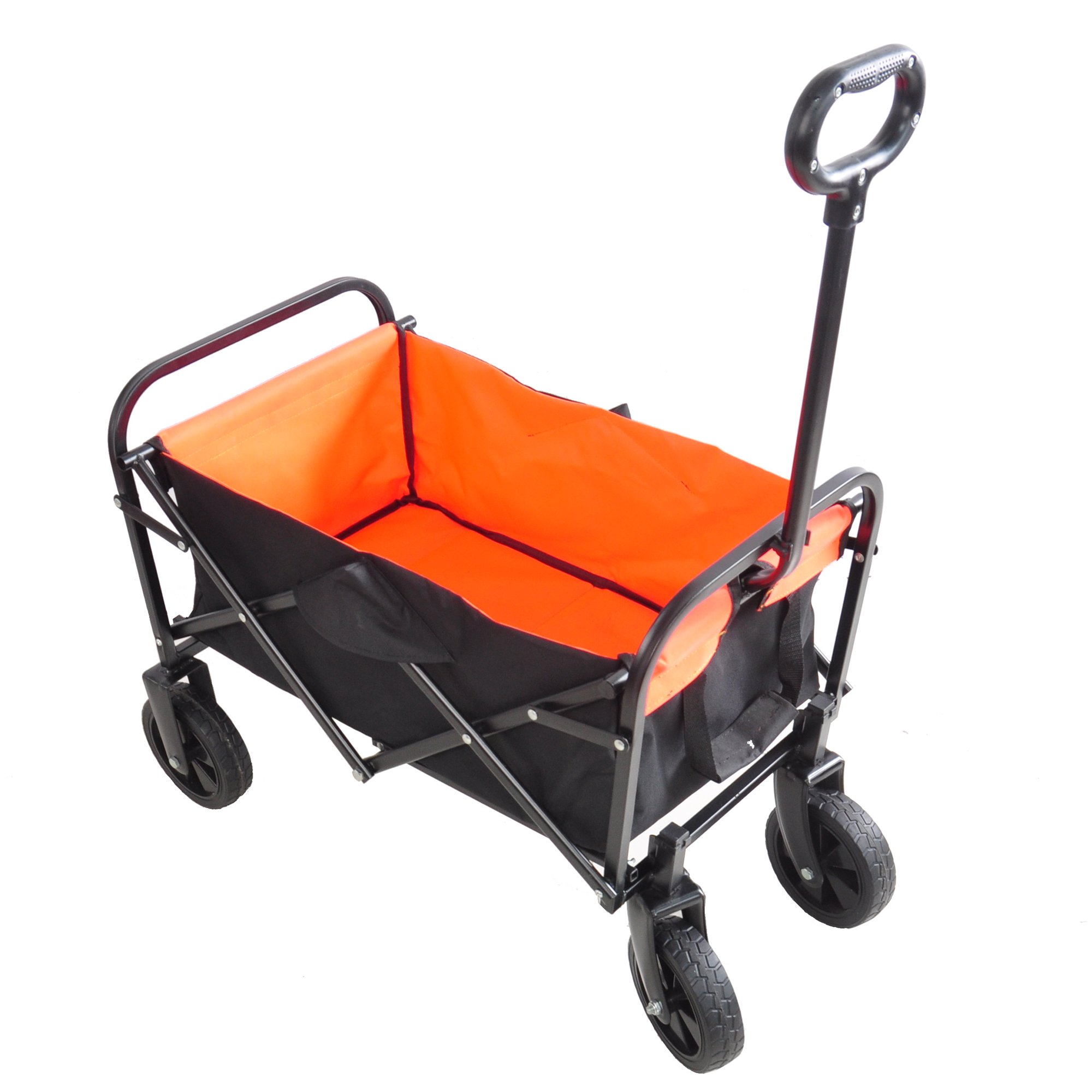 Aukfa Heavy Duty Collapsible Folding All Terrain Utility Beach Wagon Cart. Orange/Black