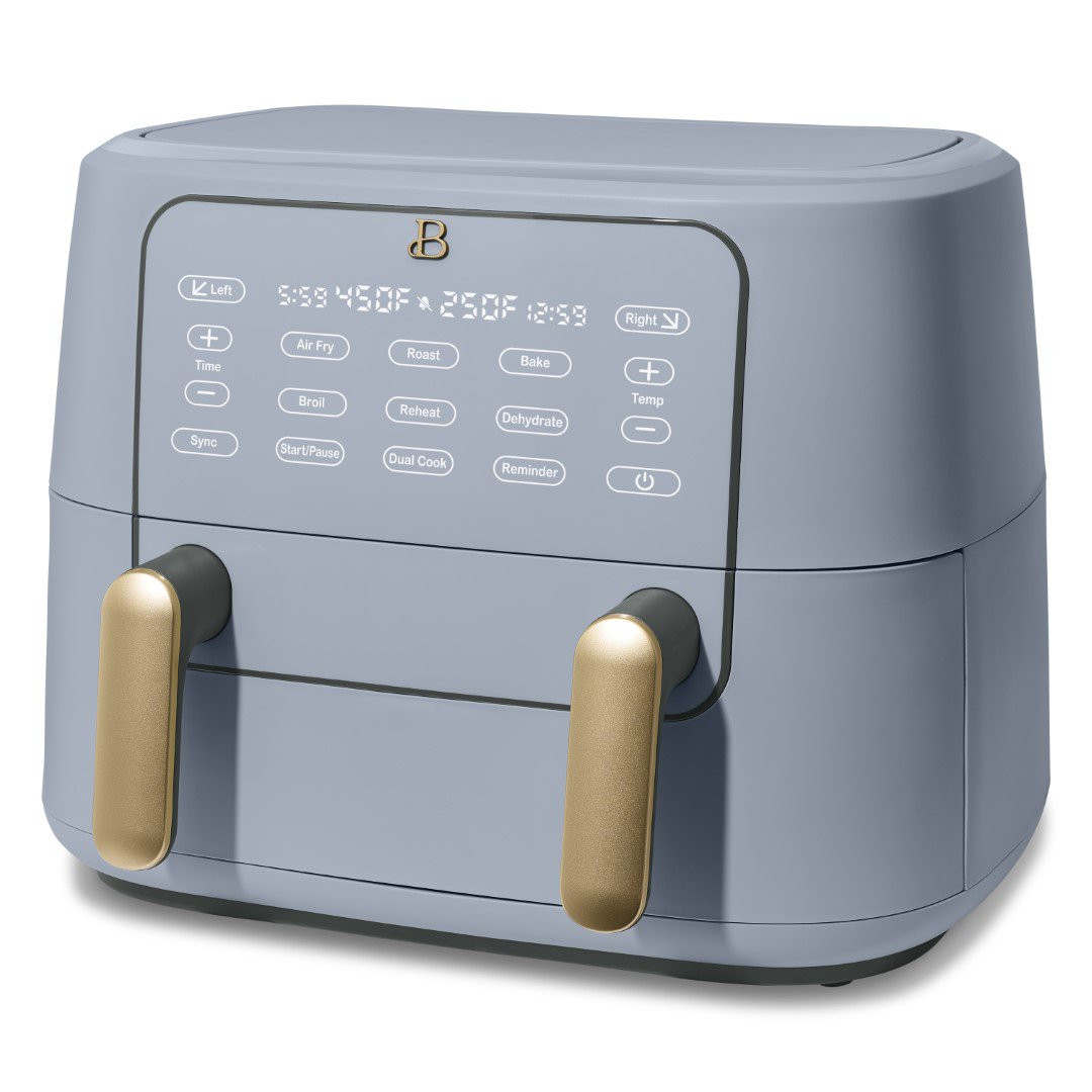 Beautiful 9 Qt. TriZone Air Fryer by Drew Barrymore. Cornflower Blue
