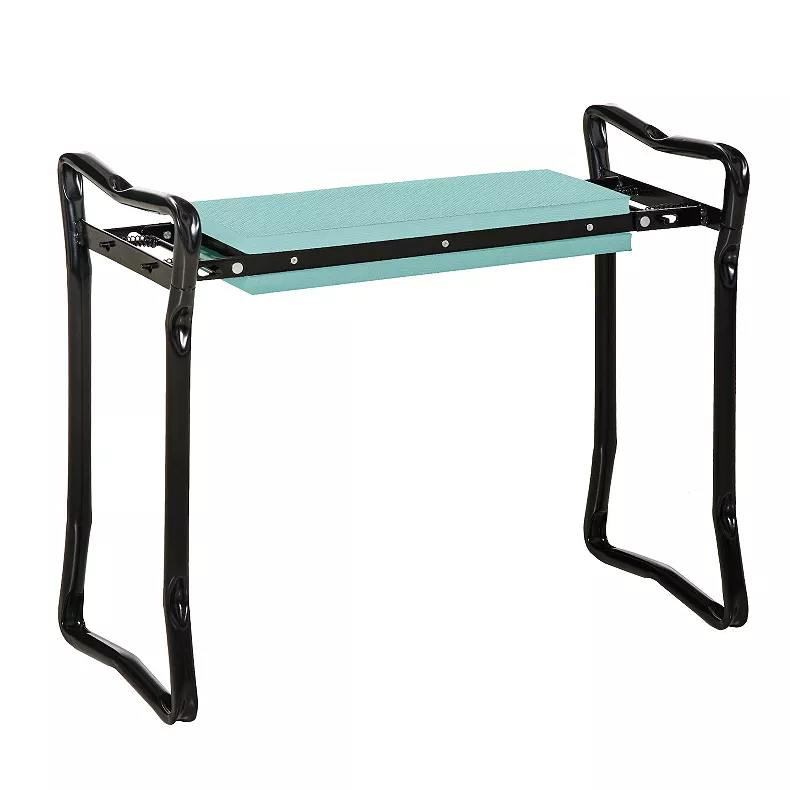 Outsunny Padded Garden Kneeler and Seat Bench Padded Foldable Garden Stool Green