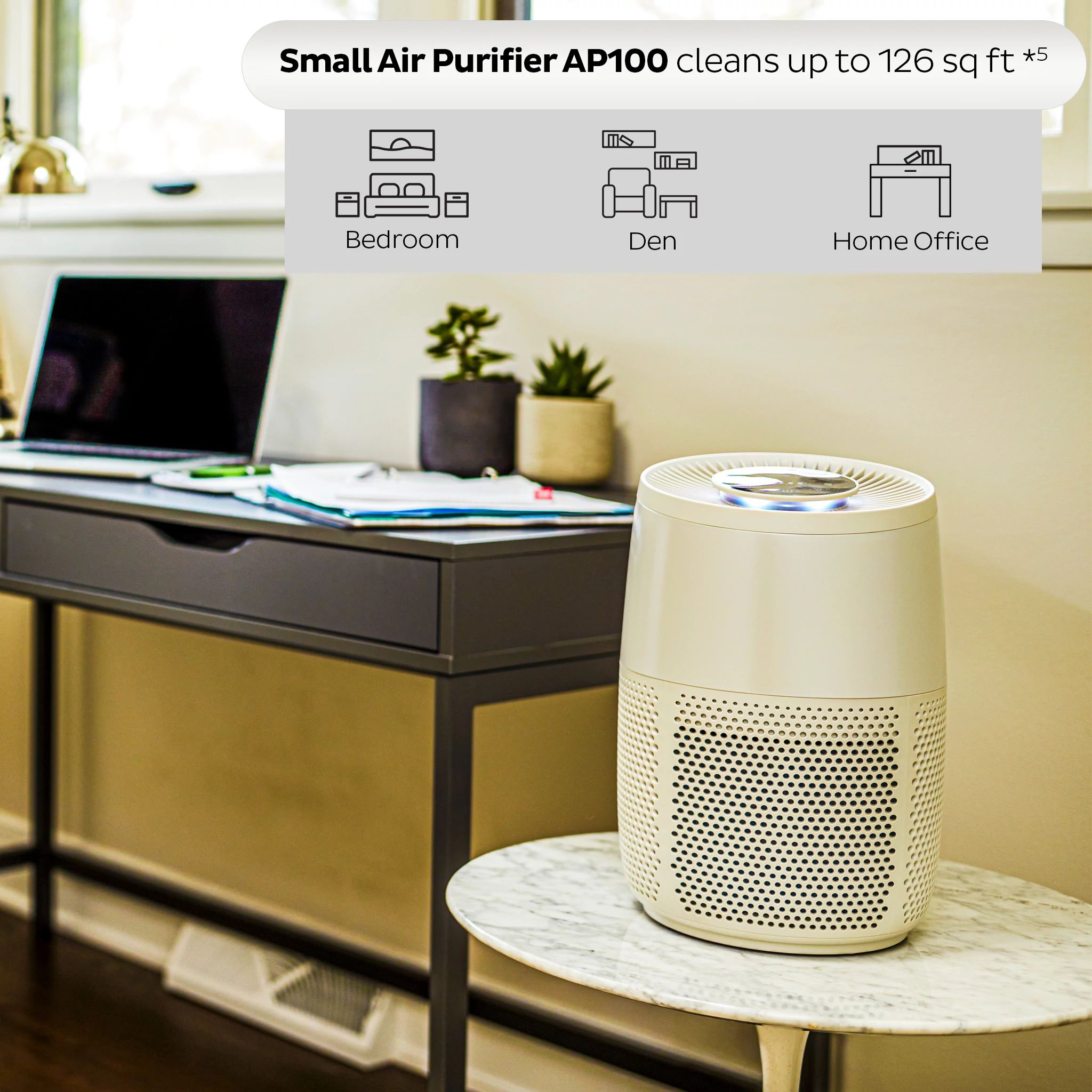 Instant Air Purifier. Small with Night Mode. Pearl