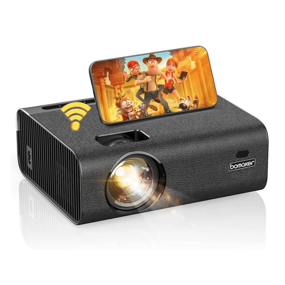 Bomaker WiFi Projector. Full HD 1080P Supported. Touch Buttons & Leather Texture Design