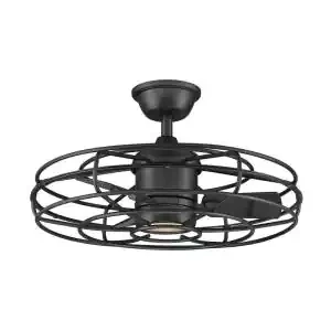 Home Decorators Collection Heritage Point 25 in. Integrated LED Indoor/Outdoor Natural Iron Ceiling Fan With Light And Remote Control