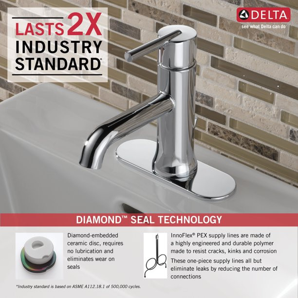 Delta Trinsic Single Handle Bathroom Faucet In Chrome 559LF-MPU. Silver