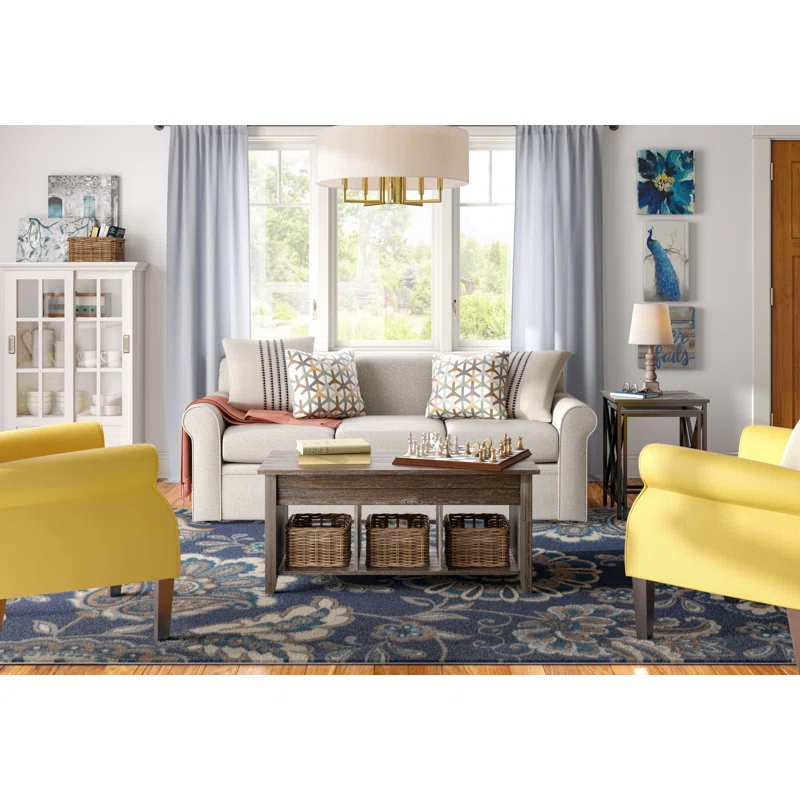 Andover Mills Caffey Machine Woven/Power Loomed Performance Blue Rug. Rectangle 9-2″ x 12-5″