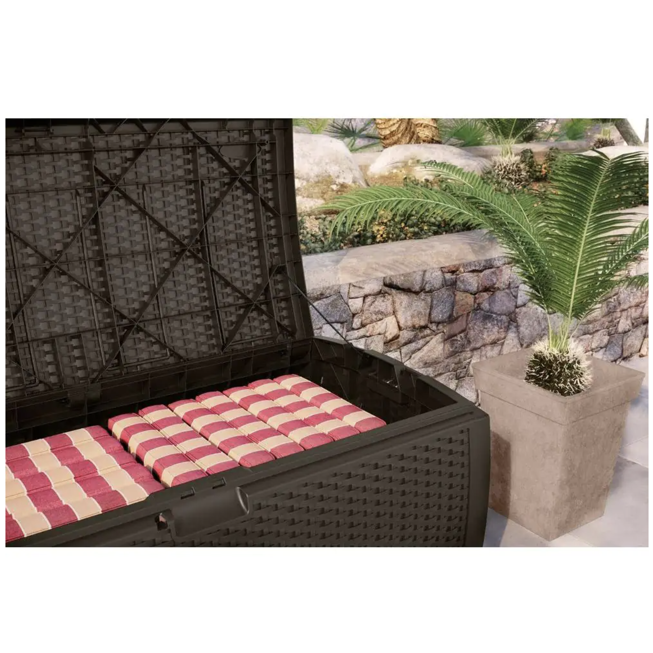 Suncast Wicker 99 Gal. Resin Deck Box