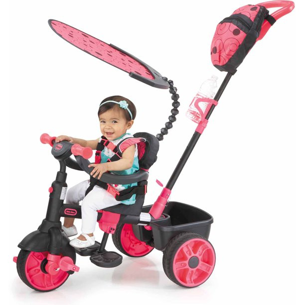 Little Tikes 4-In-1 Deluxe Edition Trike In Neon Pink. Convertible Tricycle For Toddlers Tricycle