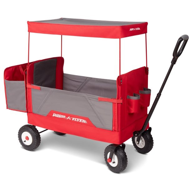 Radio Flyer. 3-in-1 all-terrain EZ Fold Wagon with Canopy. Red and Gray