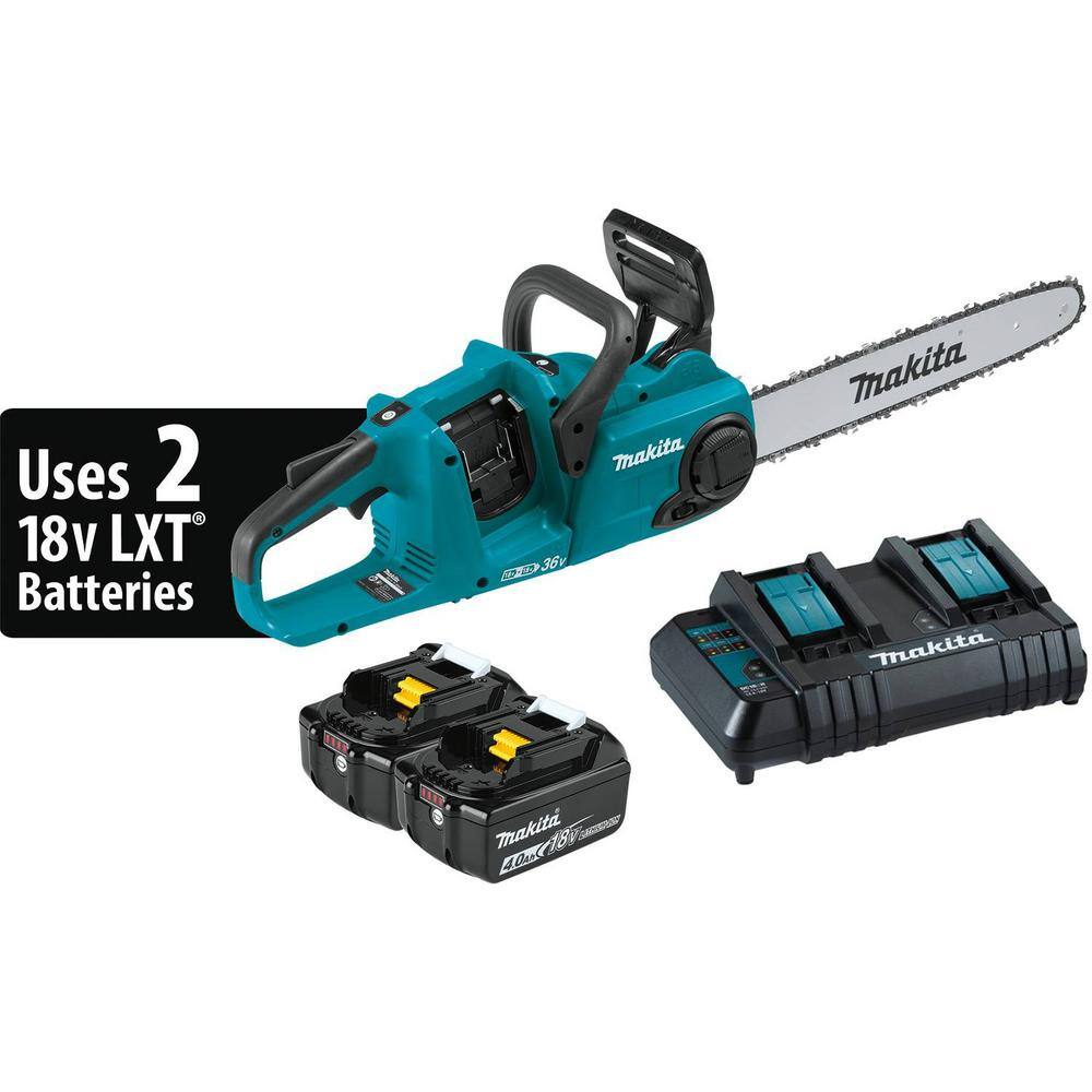Makita 18-Volt X2 (36V) LXT Lithium-Ion Brushless Cordless 16 in. Electric Chain Saw Kit (4.0Ah)