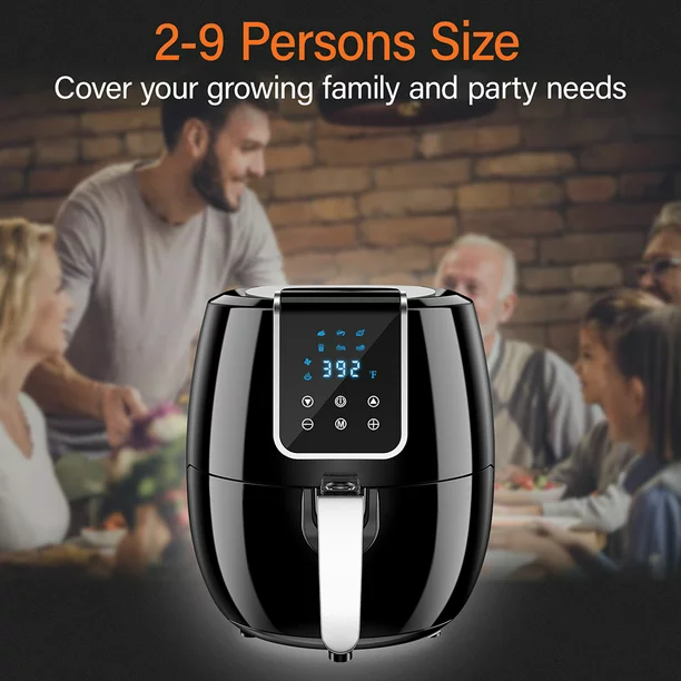 Iconites 7Qt Air Fryer. 6-in-1 Digital Toaster Ovens with LCD Screen and Non-Stick Fryer Basket. Black