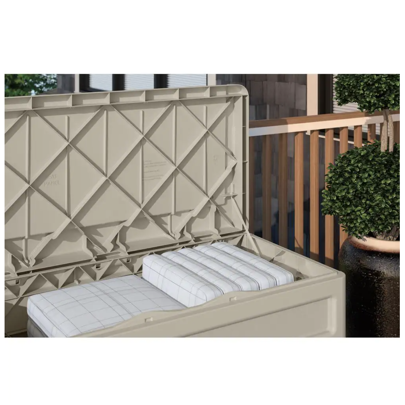 Suncast 73 Gal. Resin Deck Box. Taupe