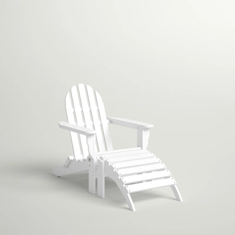 Three Posts White Hartington Plastic/Resin Folding Adirondack Chair with Ottoman