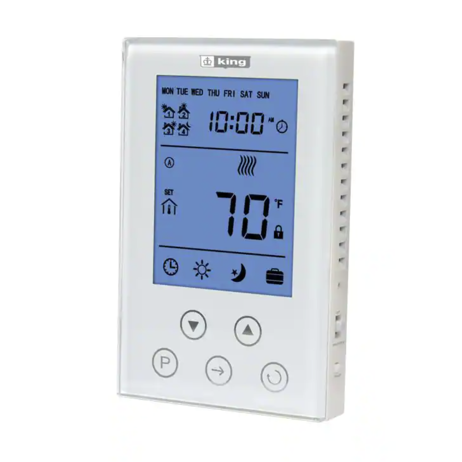 King Electric Thermostat 7-Day Programmable. Double Pole 120/208/240-Volt 15 Amp