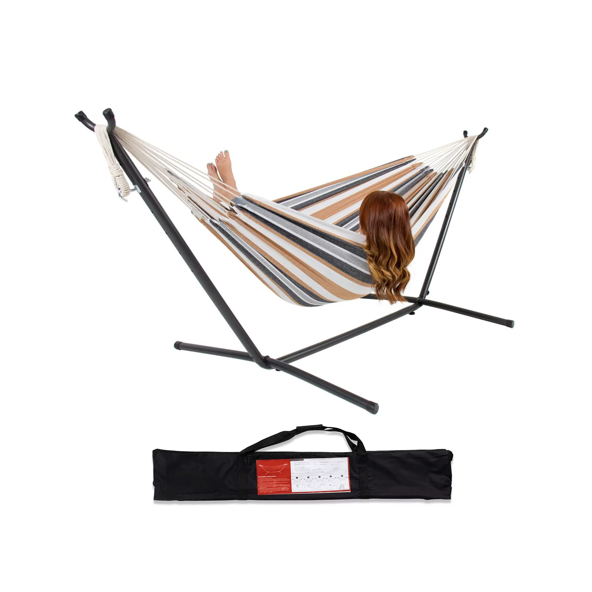 Sugift 2-Person Hammock. 450lb Capacity. Desert Stripes