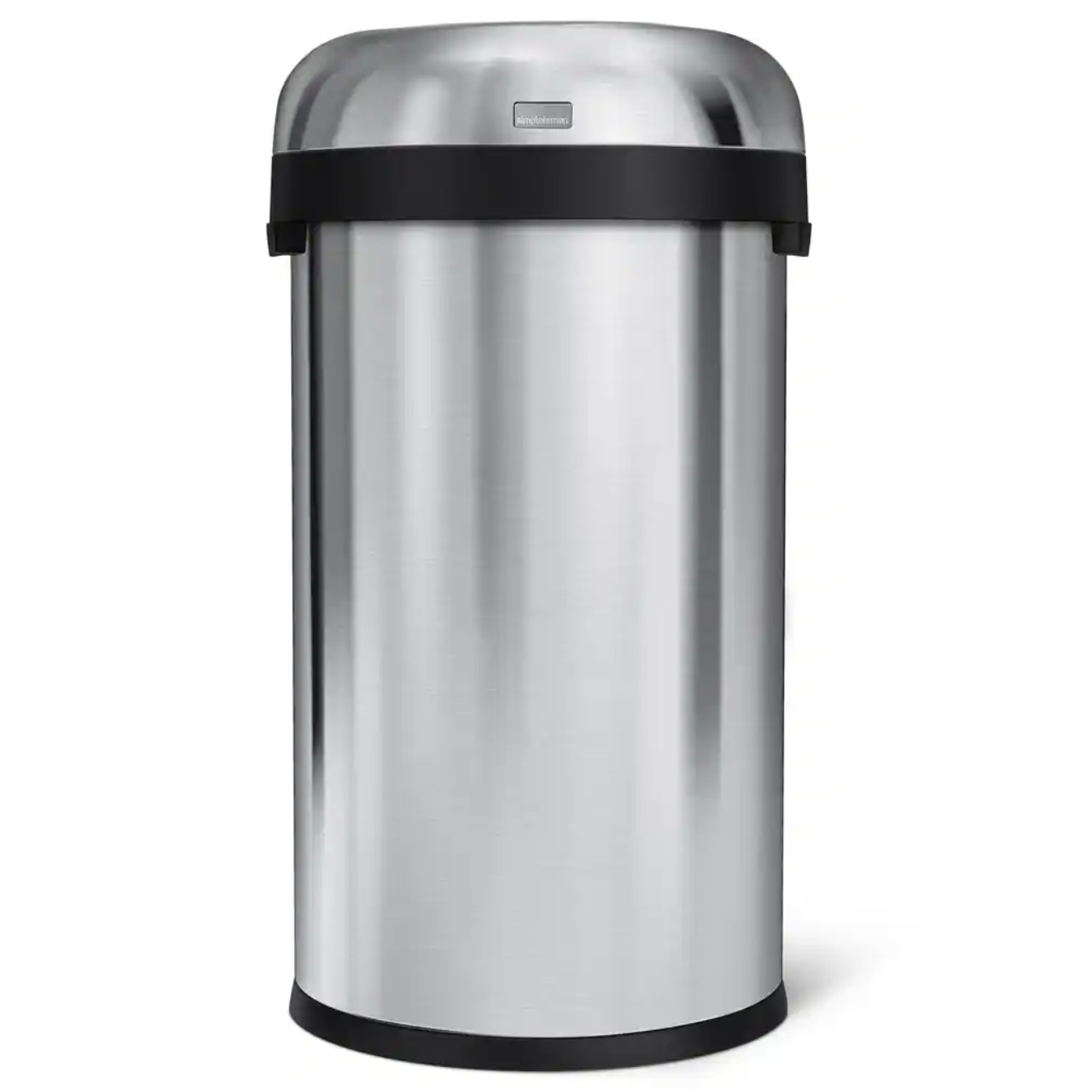 Simplehuman 16 Gal. Heavy-Gauge Brushed Stainless Steel Bullet Round Open Top Commercial Trash Can