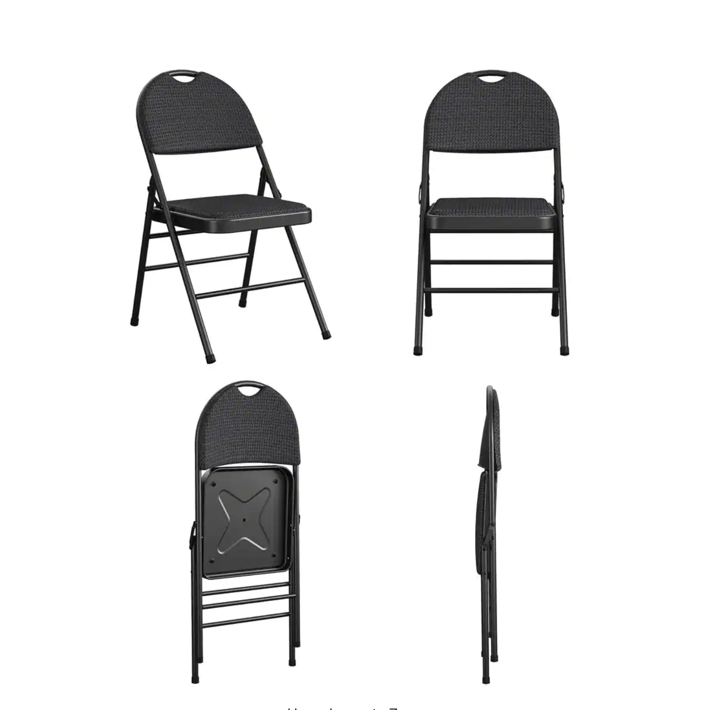 4-Pack Cosco Commercial XL Comfort Fabric Padded Metal Folding Chair. Triple Braced. Black