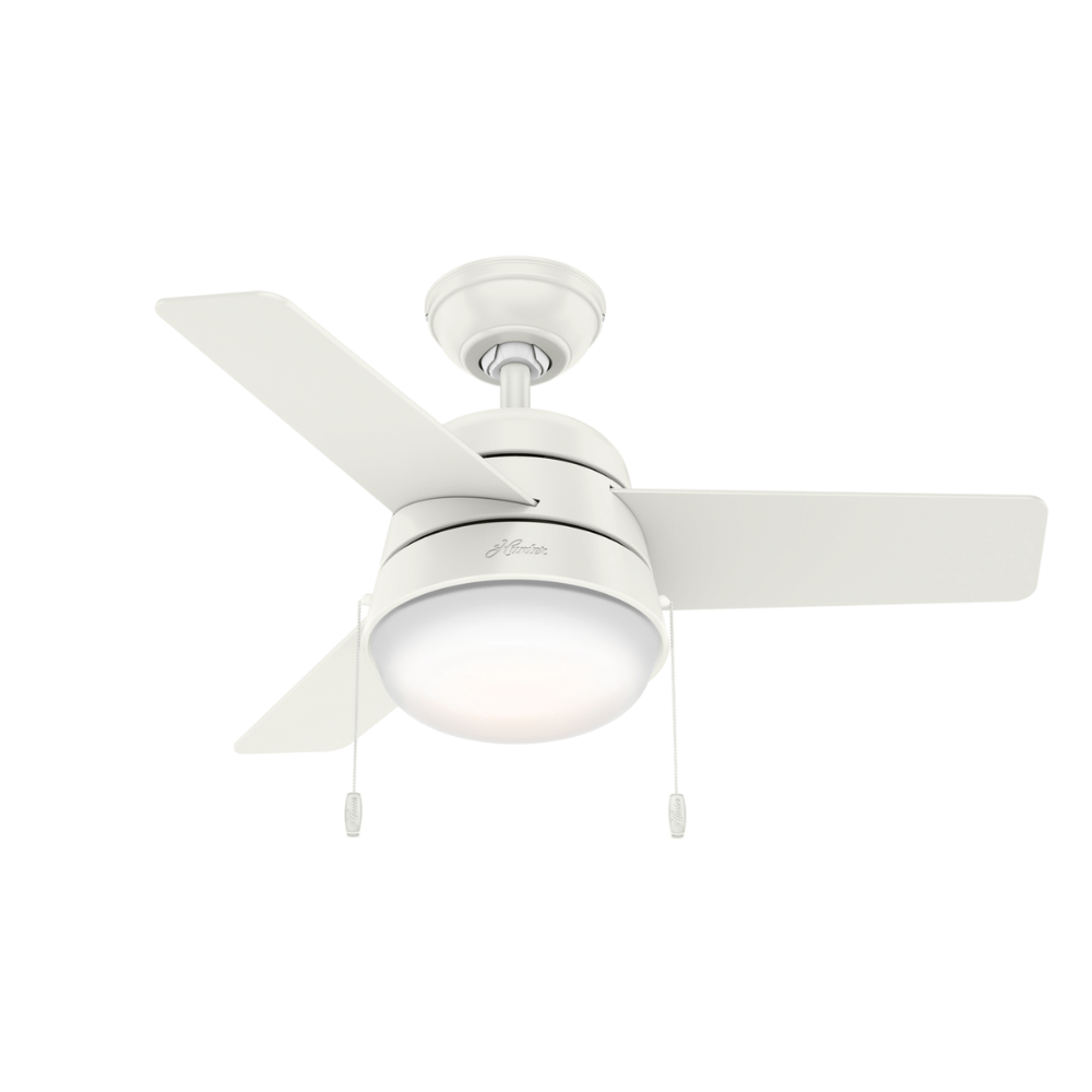 Hunter 36-Inch Aker Fresh White Ceiling Fan with Light Kit and Pull Chain
