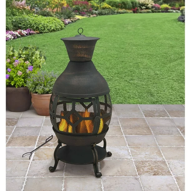 Better Homes & Gardens Wood-Burning Cast Iron Chiminea. Antique Bronze