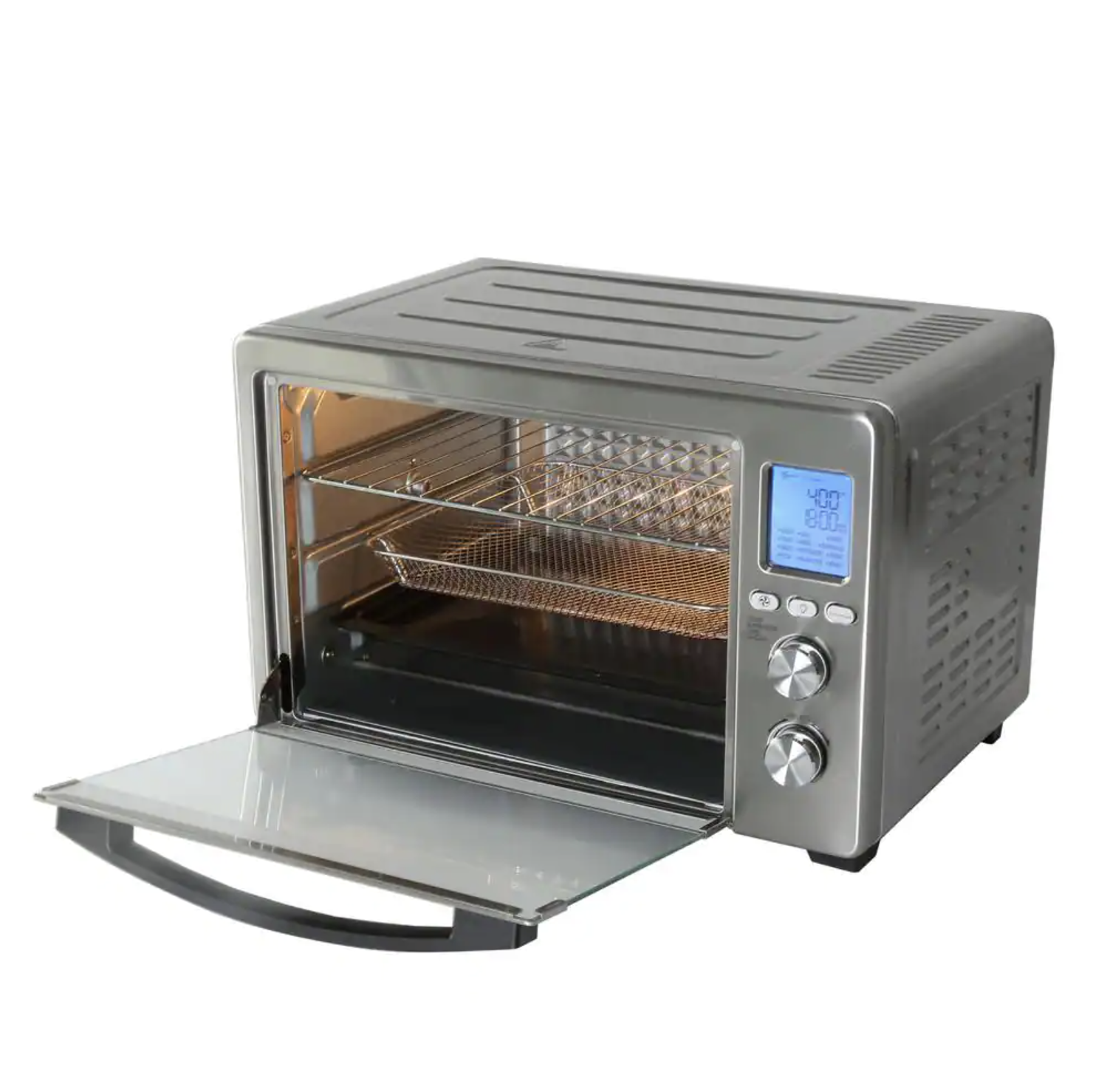 LNC All-in-1 33.8 Qt. Silver Stainless Steel Digital Air Fryer Toaster Oven with Accessories