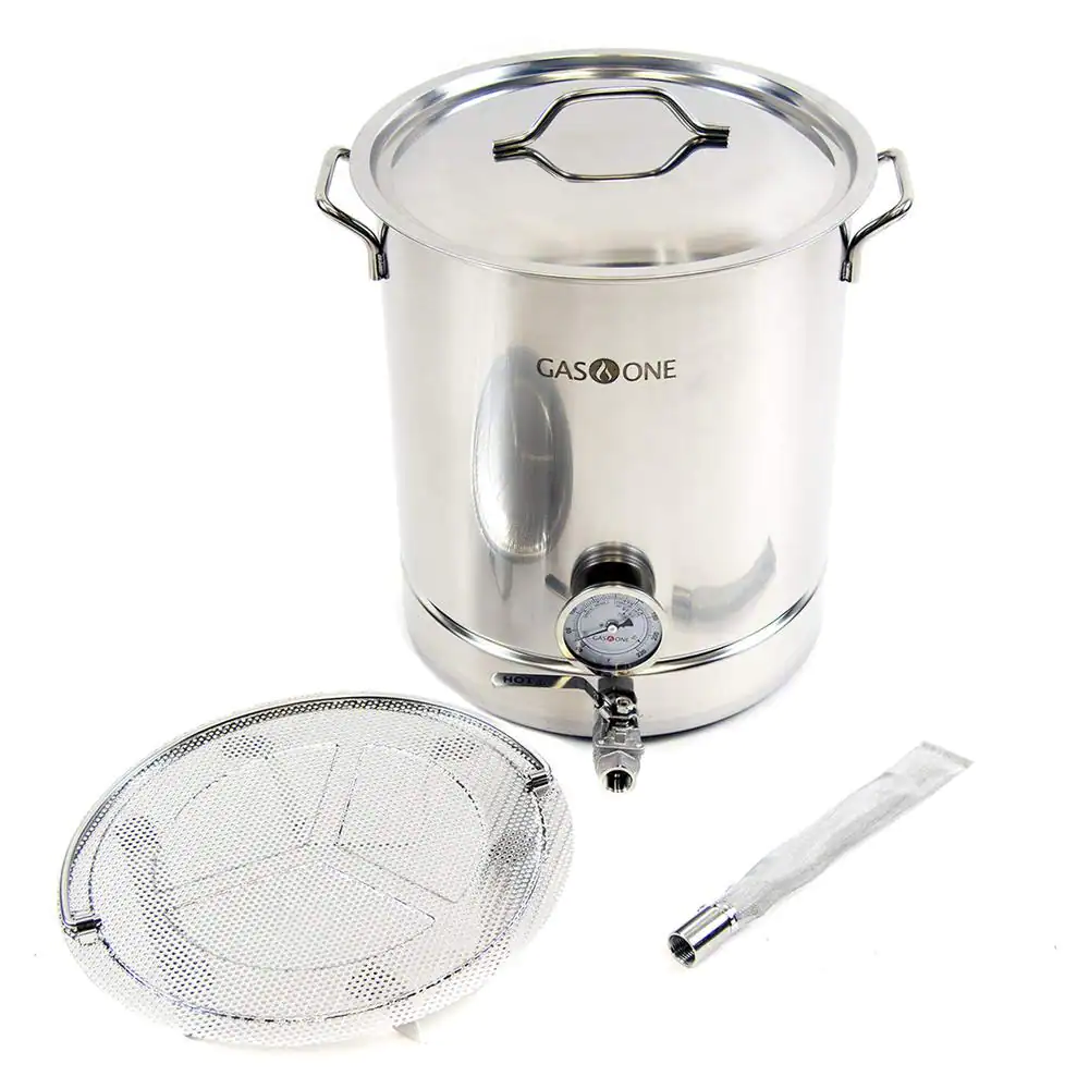 Gas One Brew Kettle Complete Kit 40 qt. Stainless Steel Stock Pot