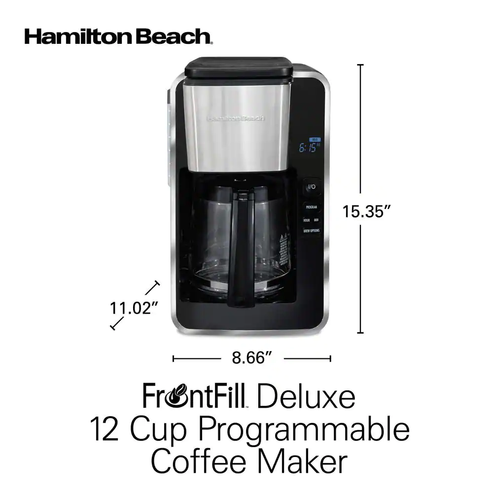 Hamilton Beach Frontfill Deluxe 12-Cup Black Programmable Drip Coffee Maker