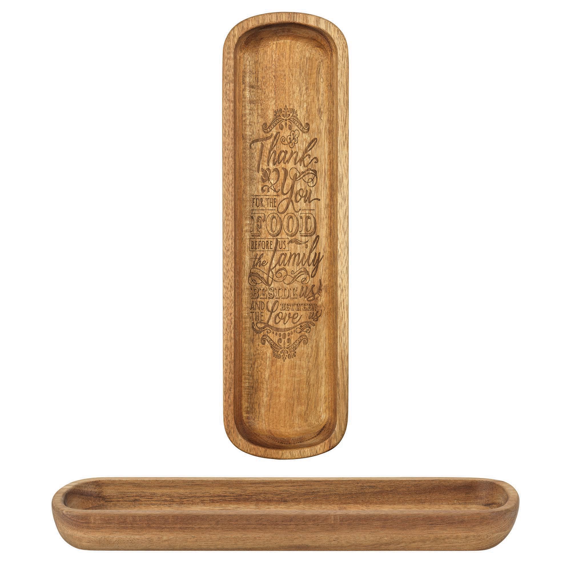 Dicksons Thank You Food Family Love Brown 14 x 4 Wooden Decorative Dough Bowl Server