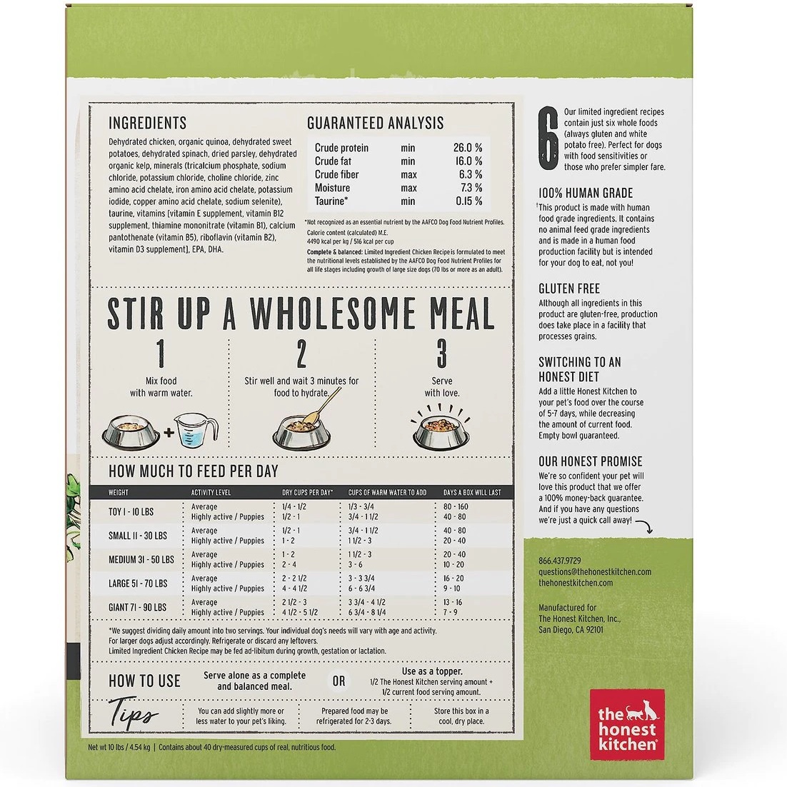 The Honest Kitchen Limited Ingredient Diet Chicken Recipe Dehydrated Dog Food. 10-lb box