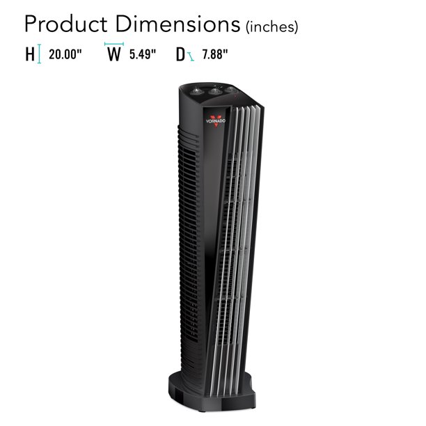Vornado TH20 Whole Room Tower Space Heater. 3 Heat Settings. Black