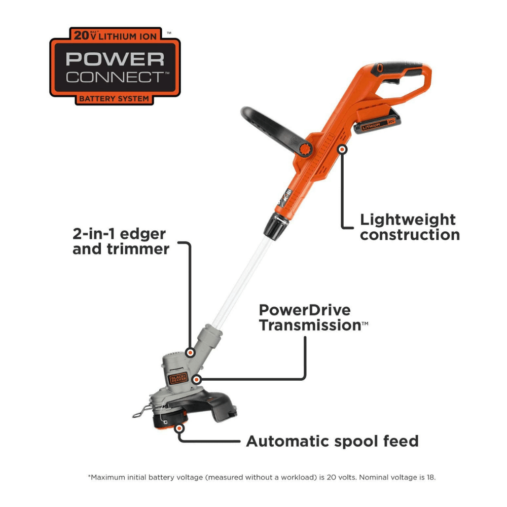 Black + Decker 20V MAX String Trimmer / Edger. 12-Inch (LST300)
