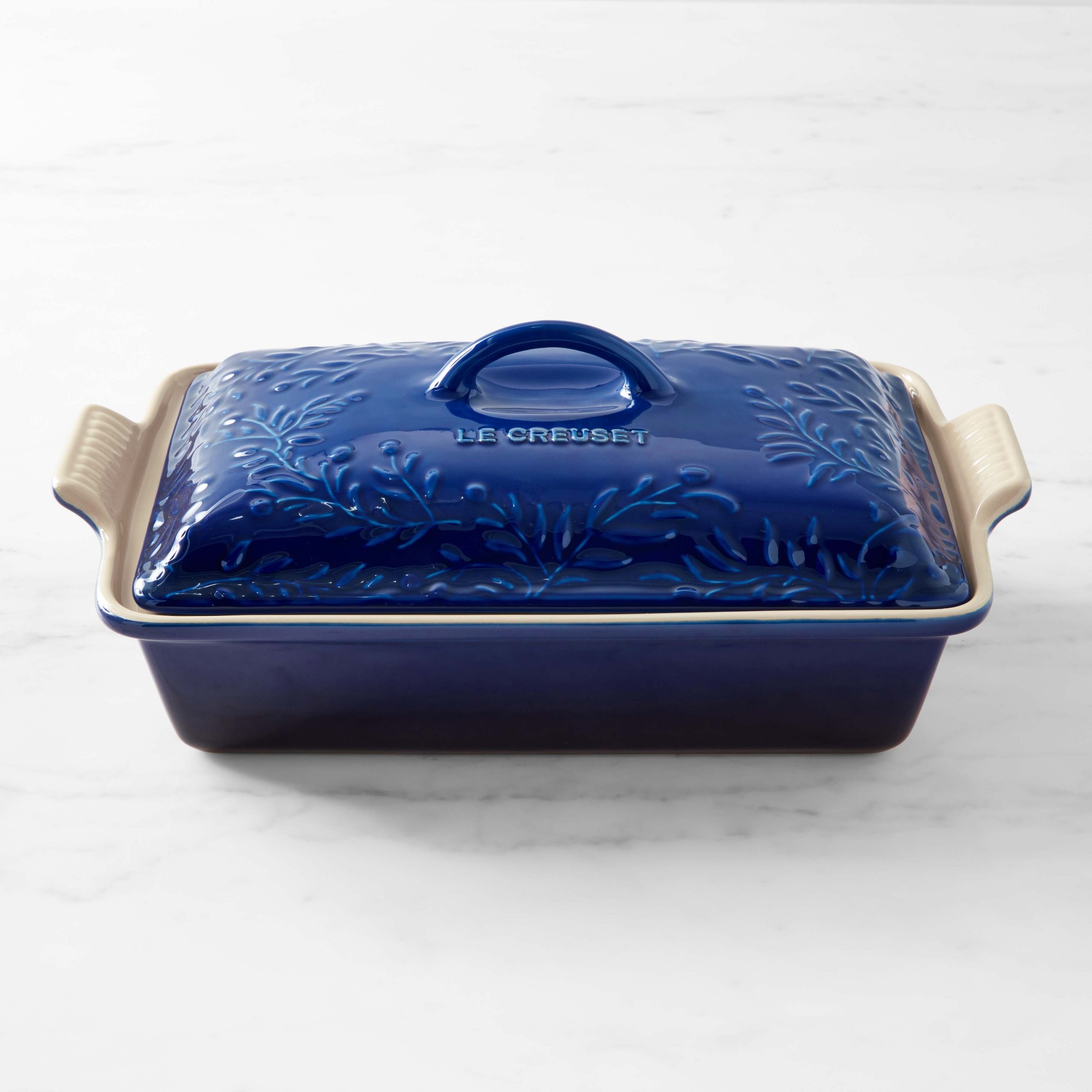Olive Branch Heritage Stoneware Rectangular Covered Casserole. Indigo
