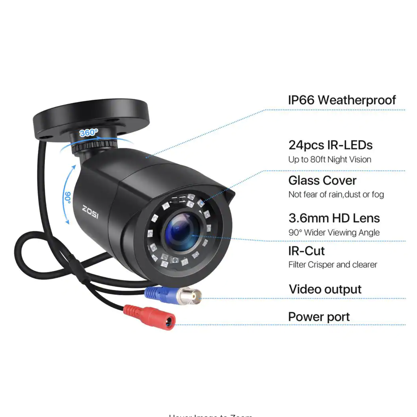 ZOSI 8-Channel 1080p DVR 1TB Hard Drive Security Camera System with 4 Wired Cameras