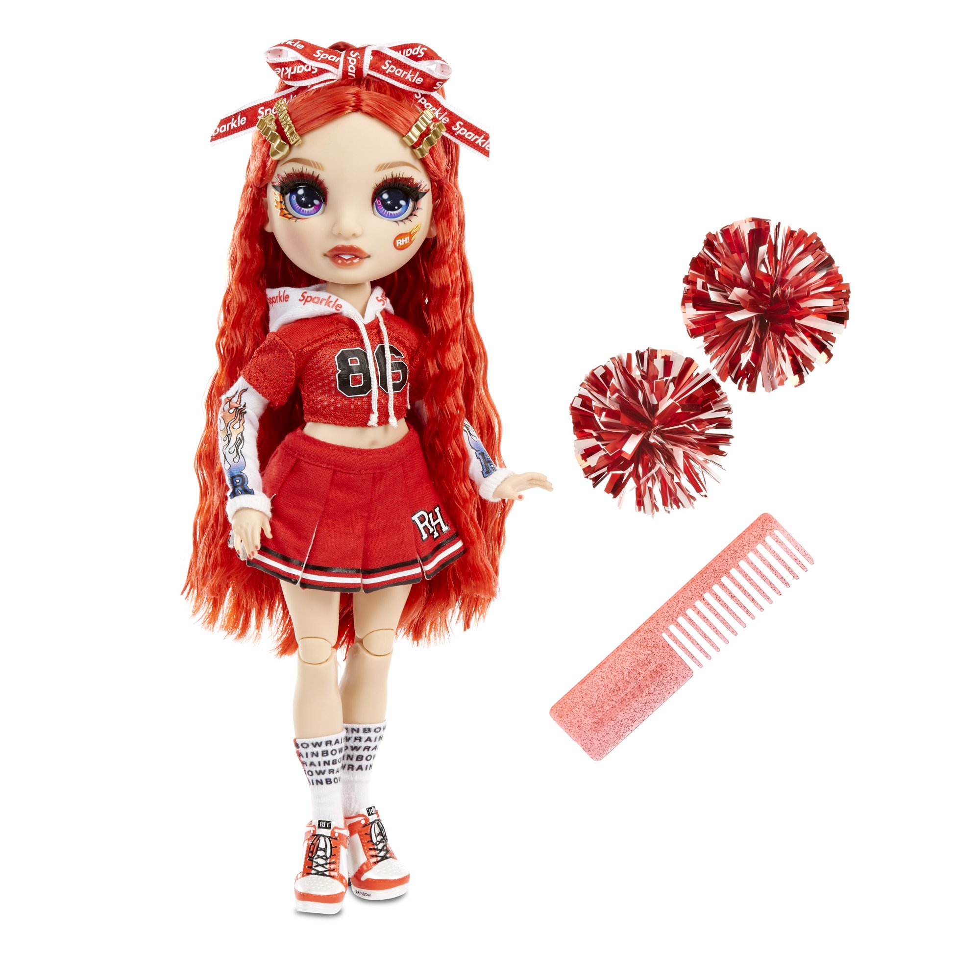 Rainbow High Cheer Ruby Anderson - Red Fashion Doll with Pom Poms. Cheerleader Doll