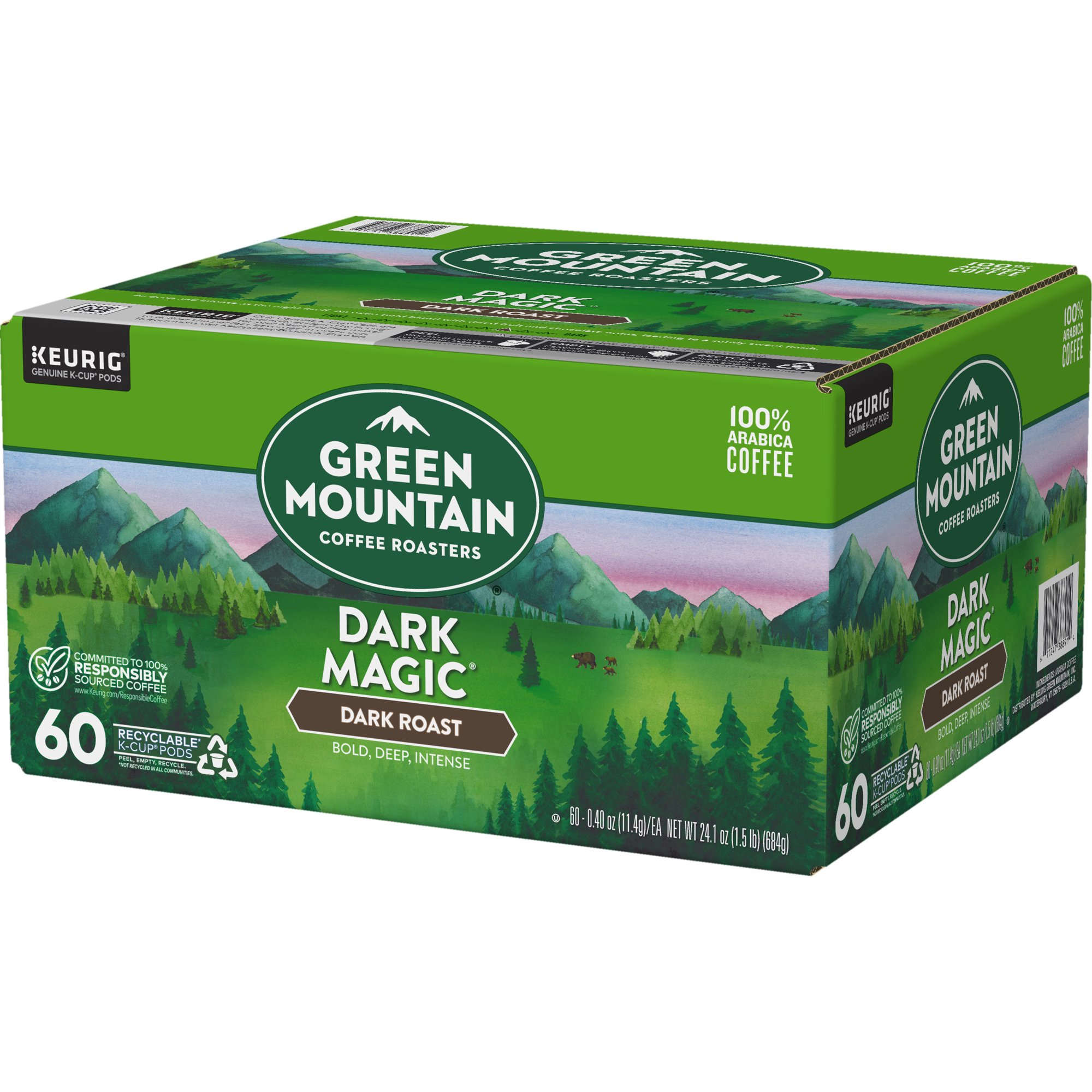 Green Mountain Coffee Dark Magic Keurig Single Serve K-Cup Pods. Dark Roast Coffee. 60 Count