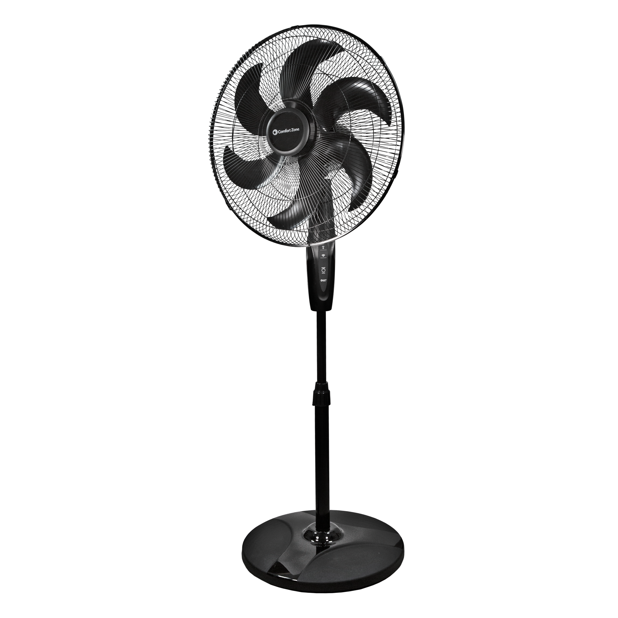 Comfort Zone 18″ Smart WiFi Pedestal Fan In Black