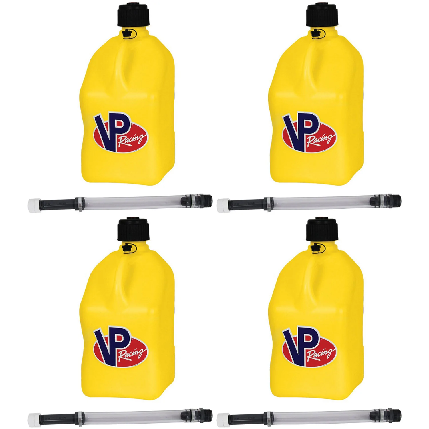 VP Racing Fuels Motorsport 5.5 Gallon Utility Jug Yellow w/ 14 In Hose (4 Pack)